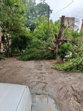 В Ахтубинске устраняют последствия сильного ветра