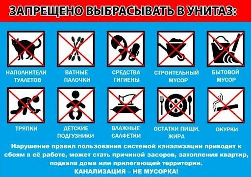 Памятка о правильном пользовании канализацие